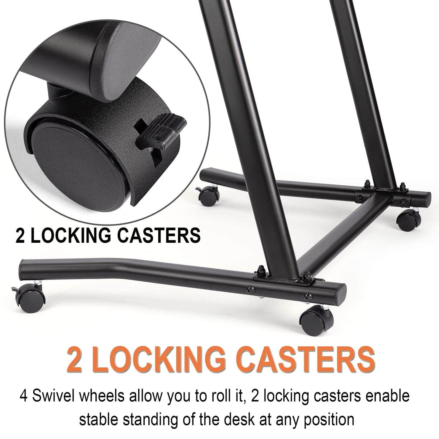 CXWXC Indoor Training Bicycle Desk, Height-Adjustable Computer Stand with Non-Slip Surface - Portable Bicycle Trainer Fitness Table with Lockable