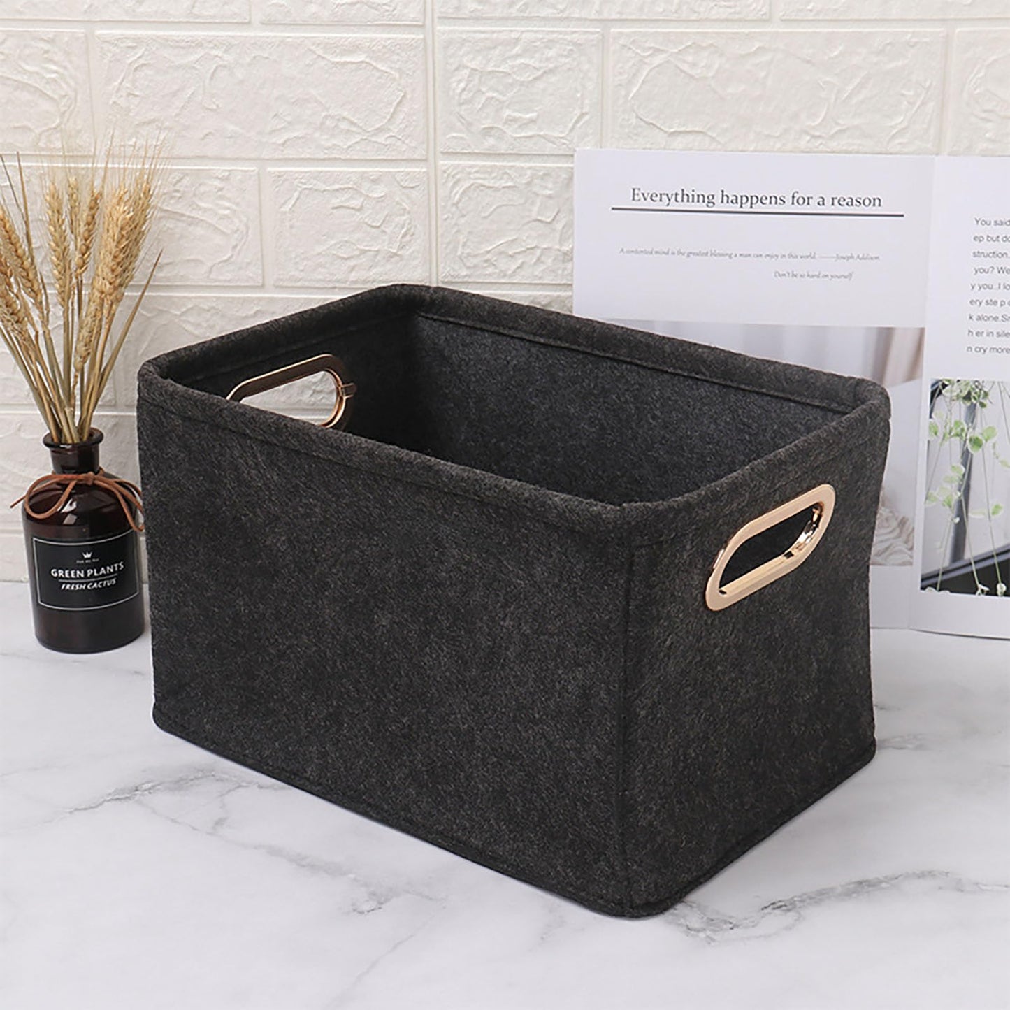 Kaizuca 2 Piece Felt Fabric Baskets, Toy Organiser Cube, Felt Storage Box, Foldable, with Two Handles, for Clothes, Towel, Toiletry, Baby Products