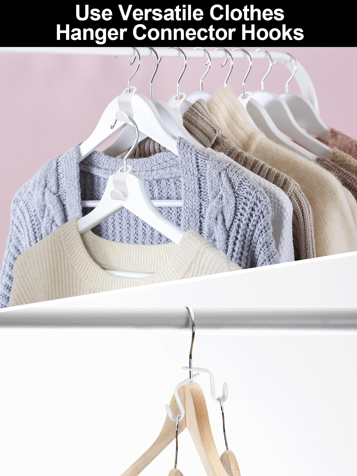 Sheryl&Rain 60Pcs Clothes Hanger Connector Hooks, Space Saving Hanger for Closet Organiser