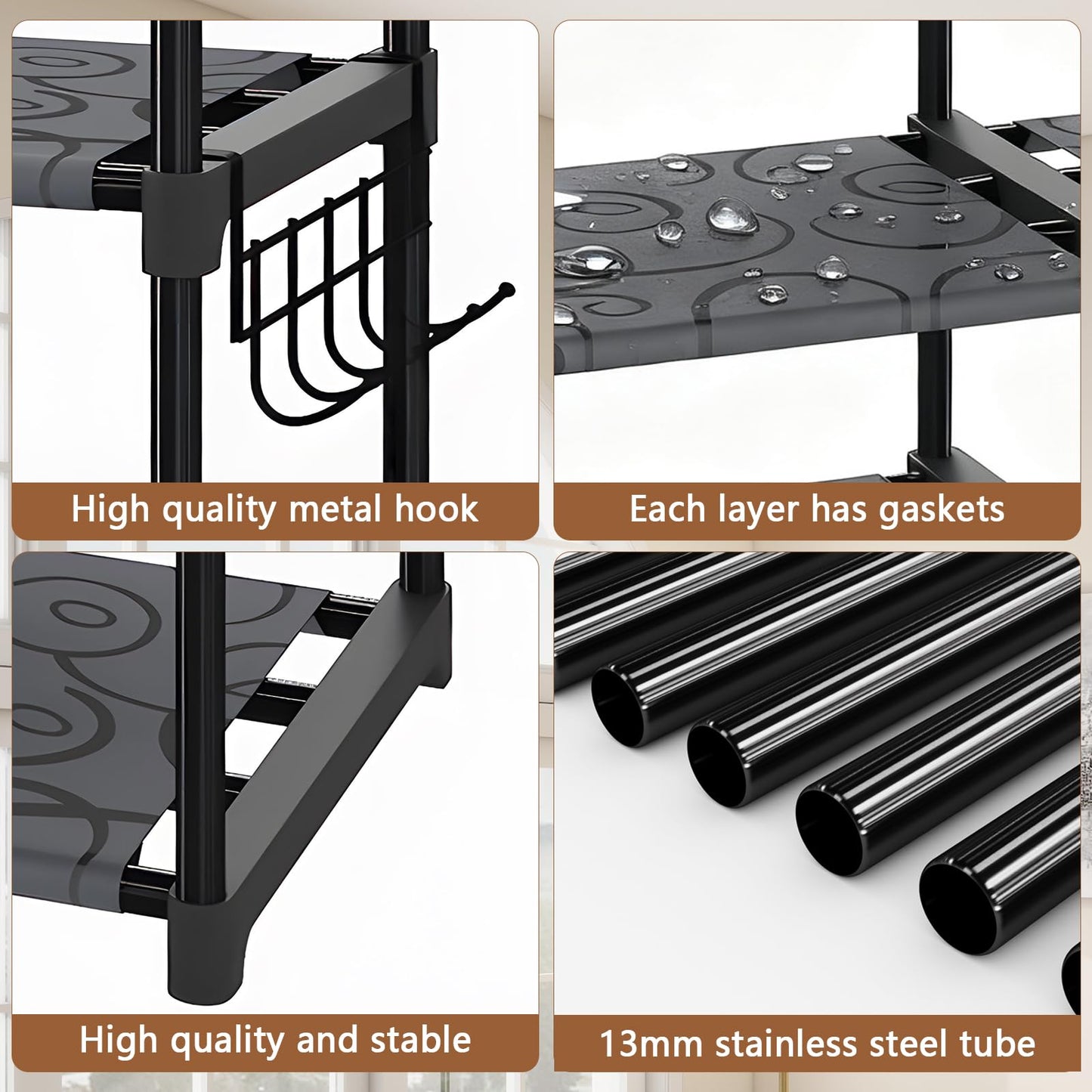 Altdnmaf 5 tier Shoe and Boot Storage Rack, 84cm Wide Large Welly Stand, Stackable Long Show Rack, for Entryway, Hallways, Kitchens