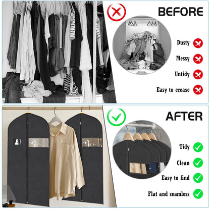 SuitBags for Men 120 x 60 CM, Dust-Proof Garment Bags, Non-woven Fabric Suit Bag, Prevent Moths Suit Cover with Zip, Clothes Covers for Suits, Dress