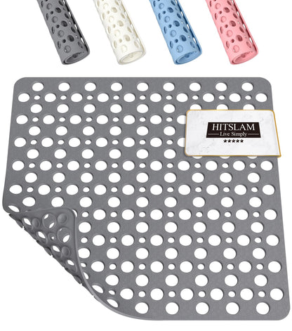 HITSLAM Square Shower Mat Non Slip Anti Mould, 53 x 53 cm TPE Bath Mat for Tub Anti Slip