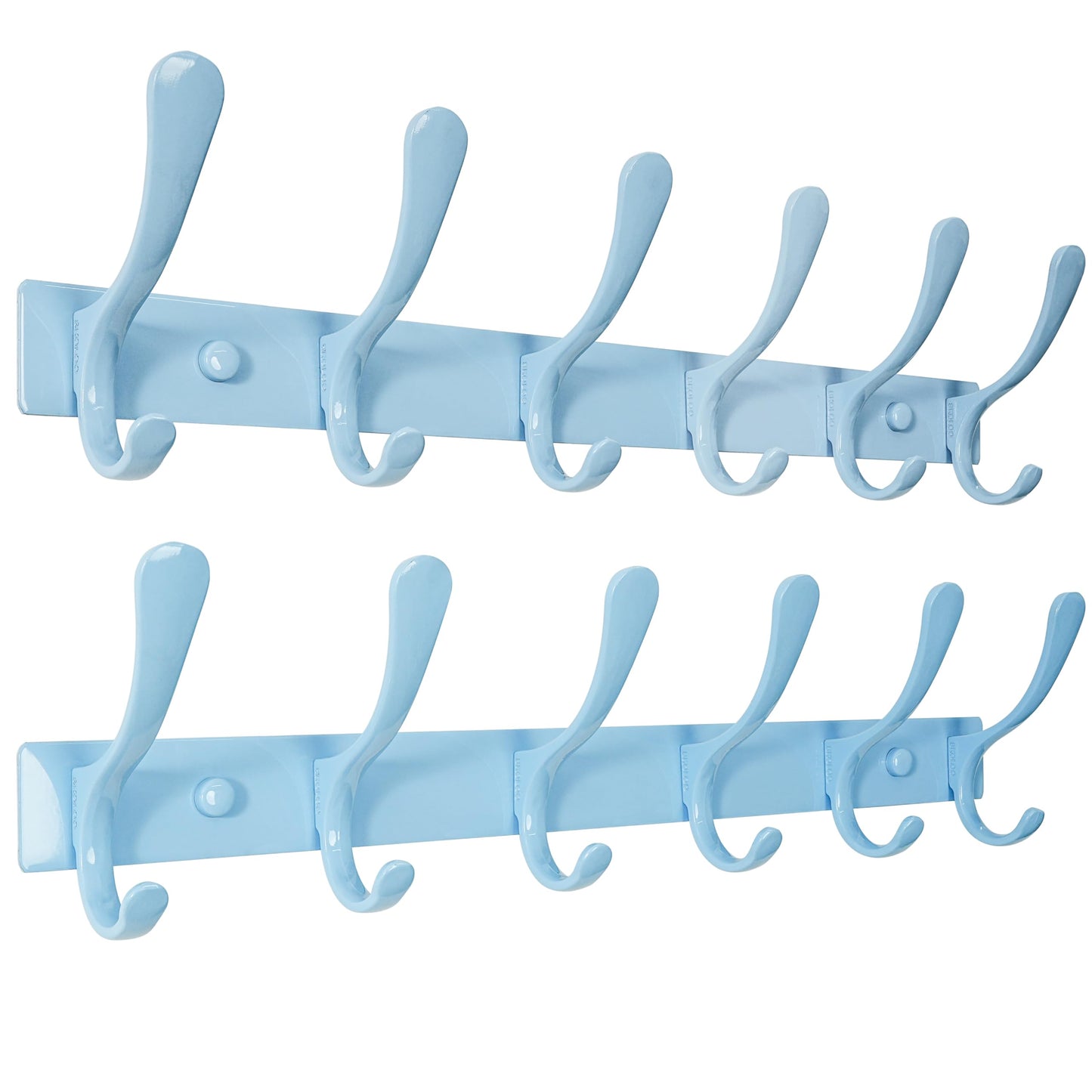 SKOLOO Coat Rack Wall Mounted - 6 Hooks, Pack of 2, Heavy Duty, Stainless Steel, Metal Wall Coat Hanger, Sturdy Wall Hooks for Hanging Coat, Jacket