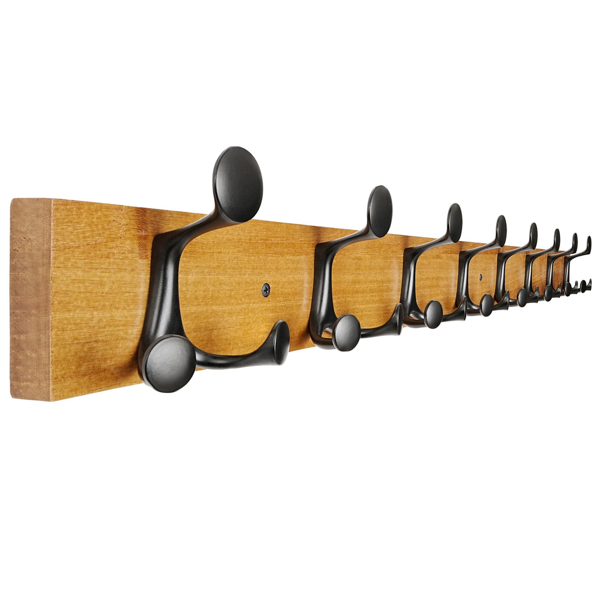 SKOLOO 109 cm Light Brown Wood Coat Rack Wall Mount with 8 Triple Hooks - Ideal for Family Entrances, Classrooms, and Pet Supplies Storage