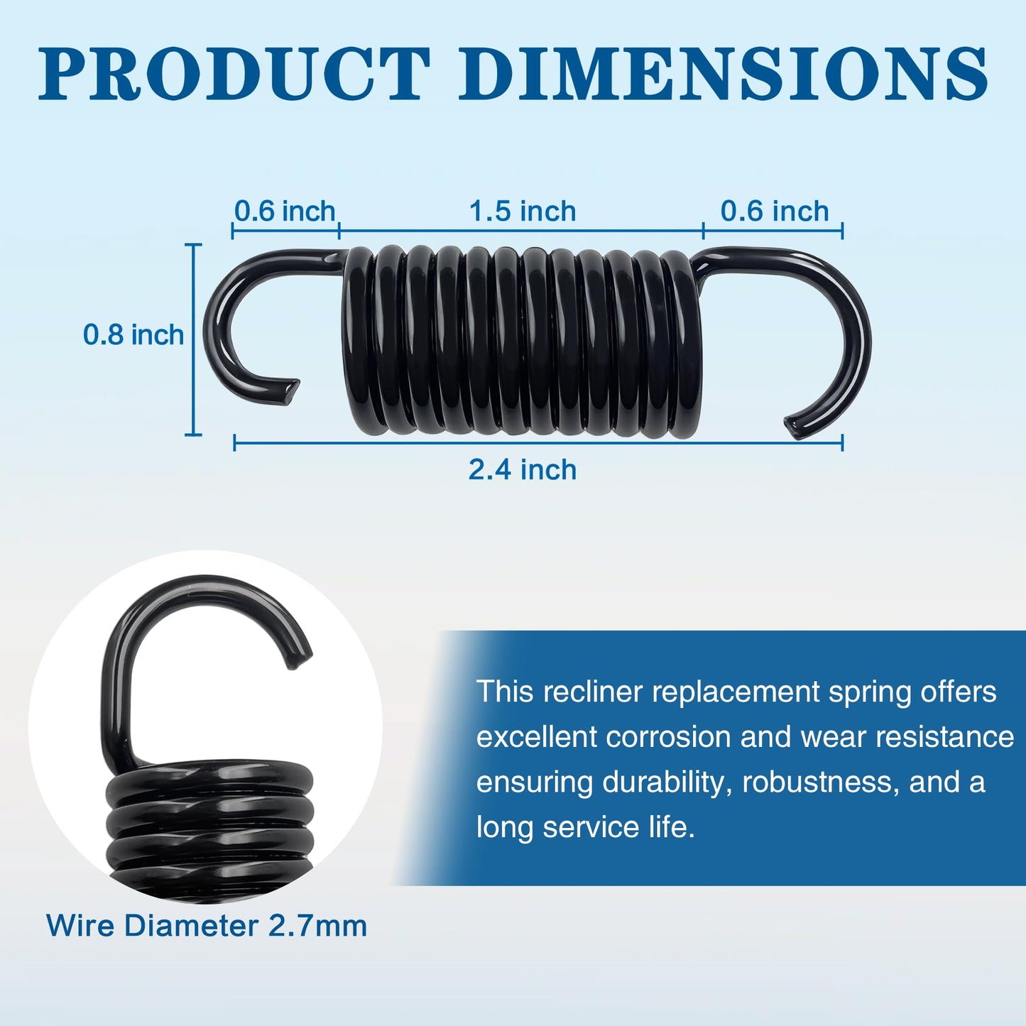 Dlfeue 10 Pcs 2-1/2 Inch Electric Recliner Mechanism Tension Spring