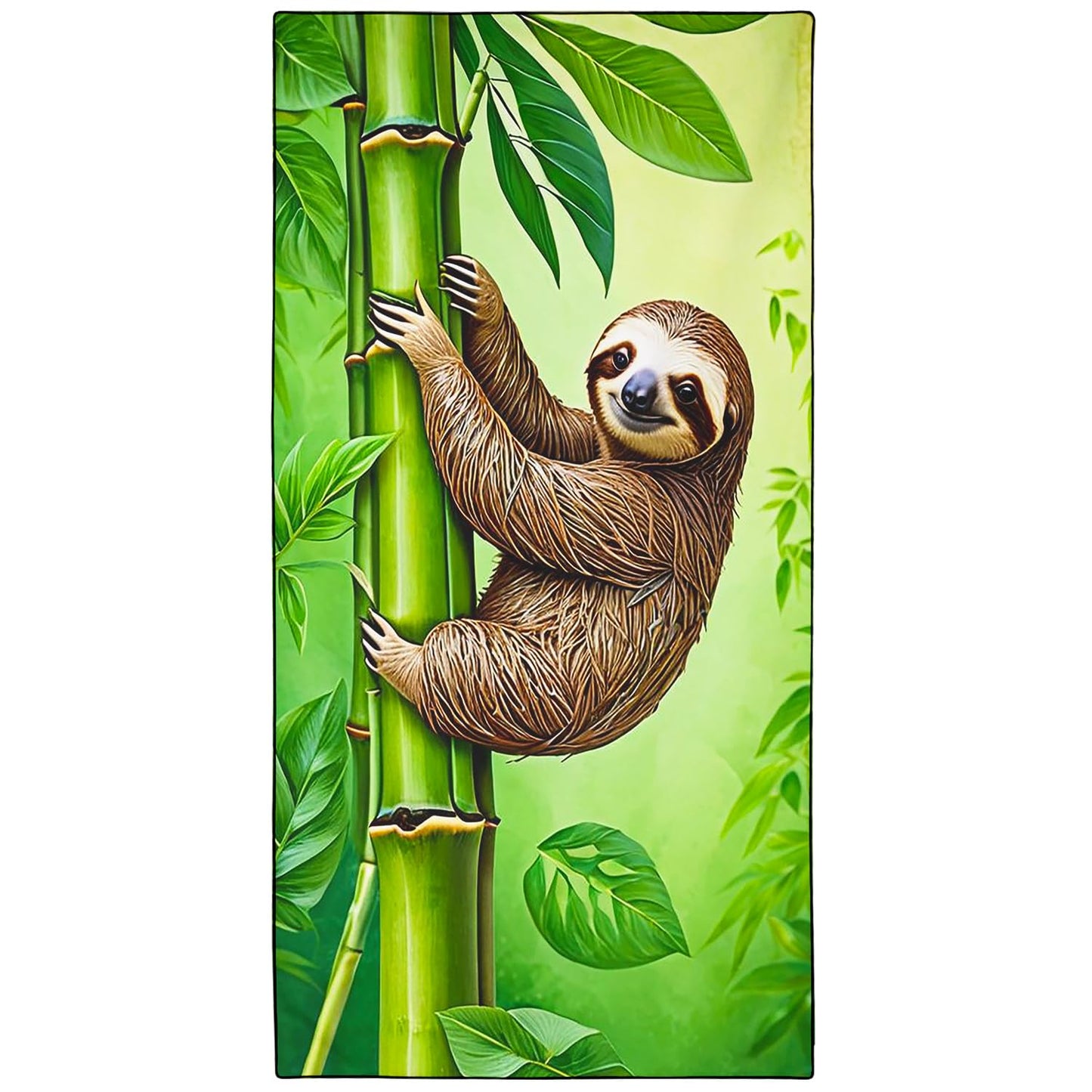 Violetpos Bamboo Climbing Sloth Beach Towel, Extra Large 180x90 cm 250GSM Microfibre, Sand Free Quick Dry