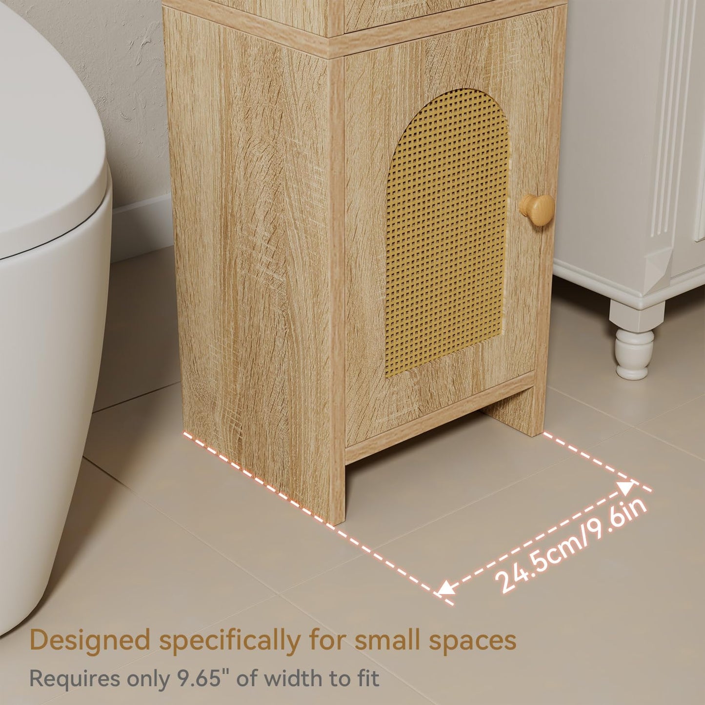 IBUYKE Small Bathroom Storage Cabinet Toilet Paper Storage Holder WBS001N