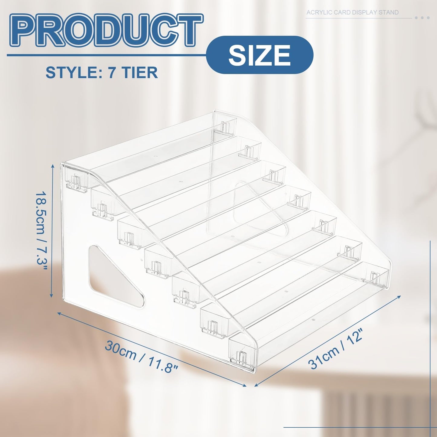 PATIKIL 7 Tier Acrylic Card Display Stand, Portable Postcard Rack Holder Organizer Versatile Display for Trading Cards Baseball PSA Stickers Stamp