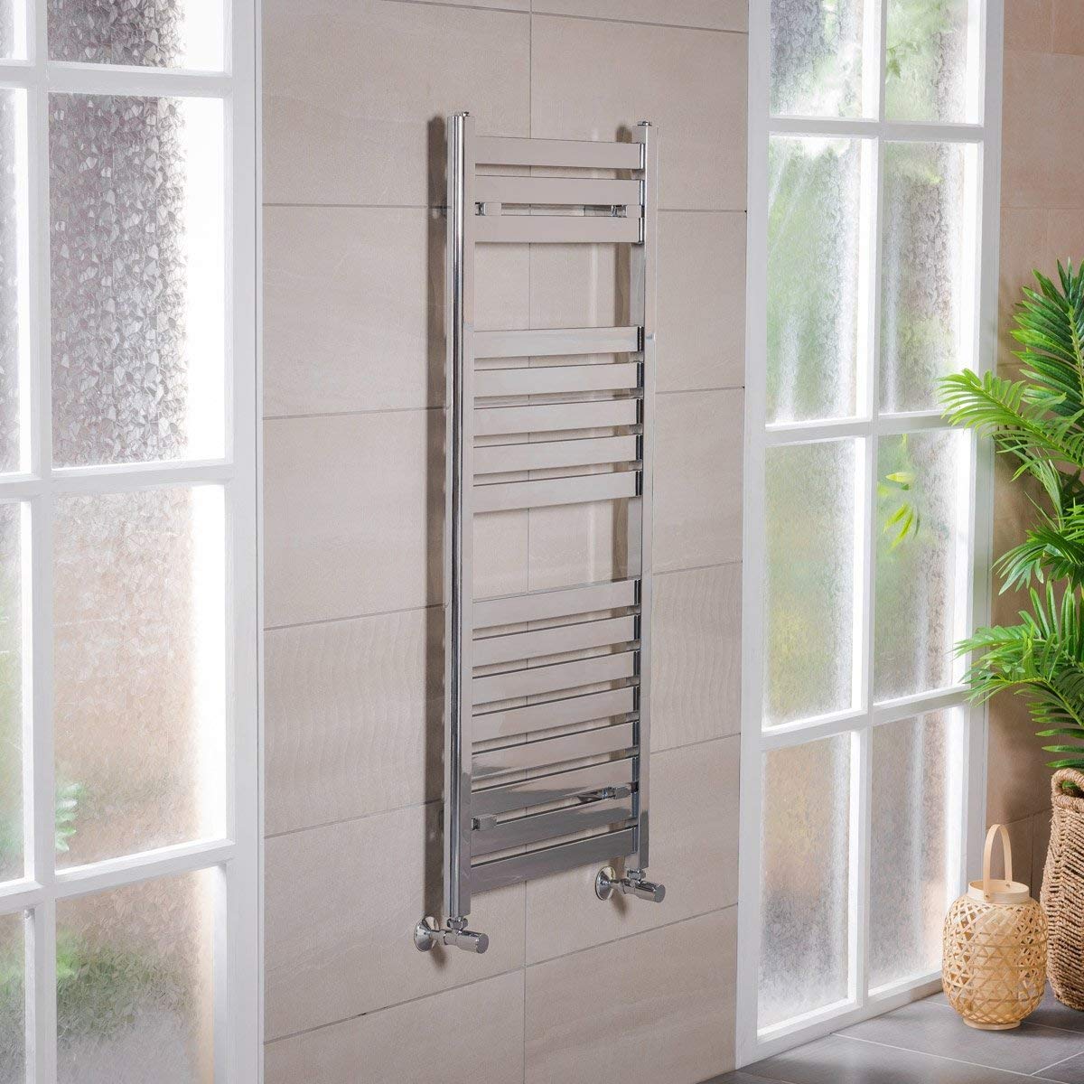 Warmehaus Designer Flat Panel Heated Towel Rail Radiator 1200 x 500 Chrome