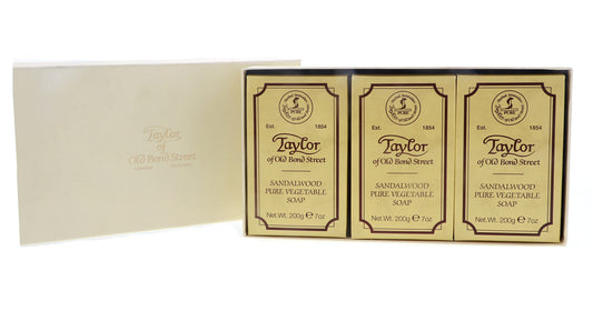 Taylor of Old Bond Street 3 x Sandalwood Bath Soaps 200g in Gift Box