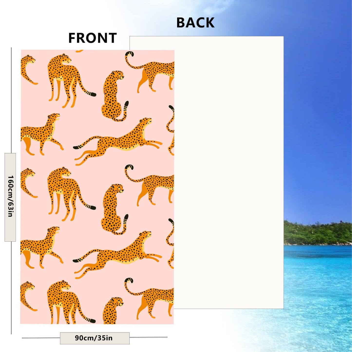 Large Microfibre Leopard Printed Beach Towel for Adult,160x90cm Pink Personalized Leopard Sand Free Beach Towel,Lightweight Quick Dry Travel Swim