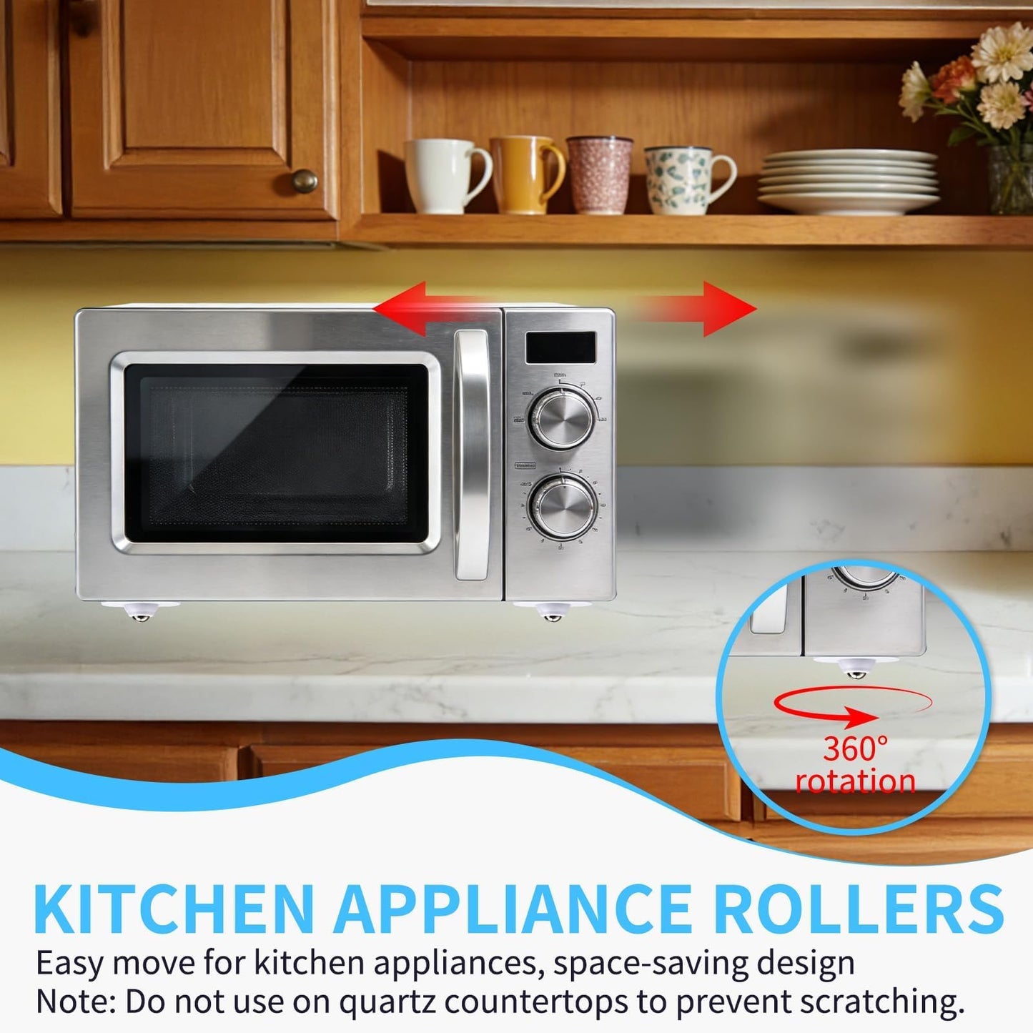 Wheels for Kitchen Appliances 8 Pack Self Adhesive Mini Caster 360° Swivel Universal Wheel Roller Castors for Coffee Machine Air Fryer Cooker Tables