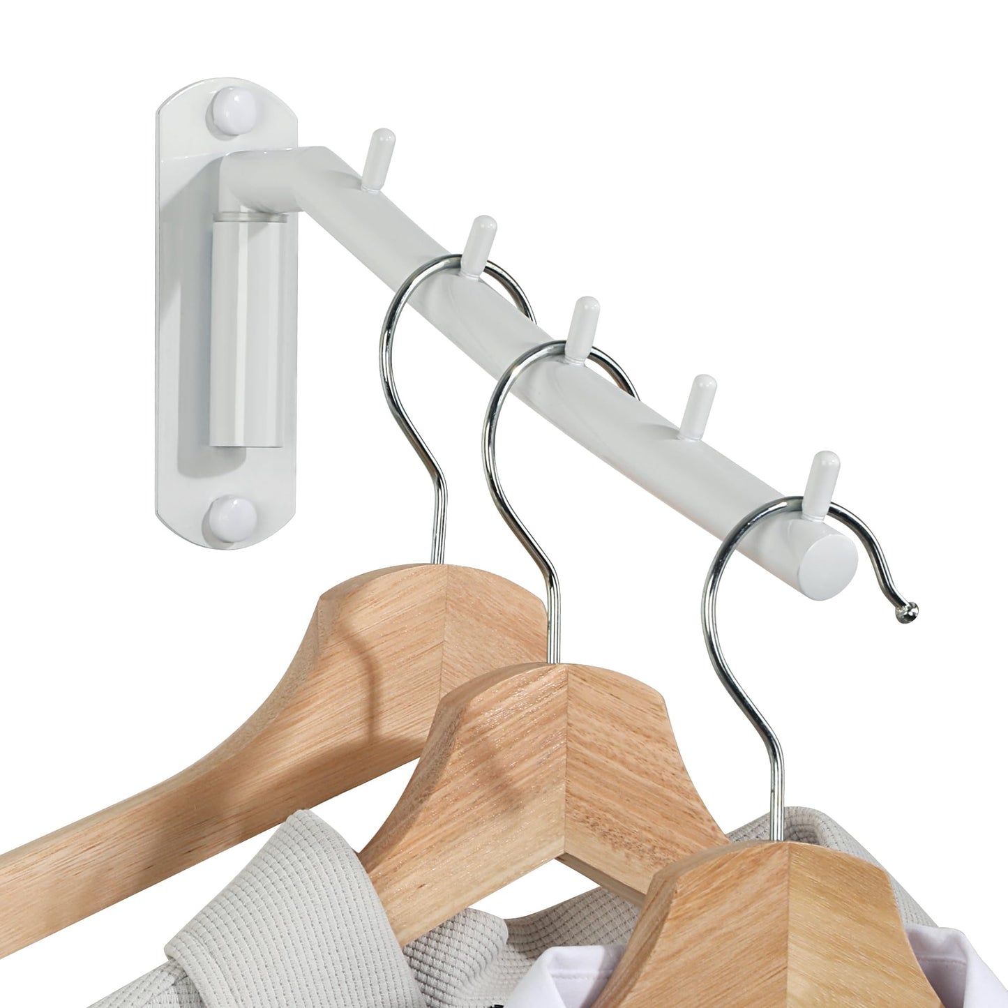 Mooche Wall Mounted Coat Rack White, Swivel Clothes Rail, 27CM