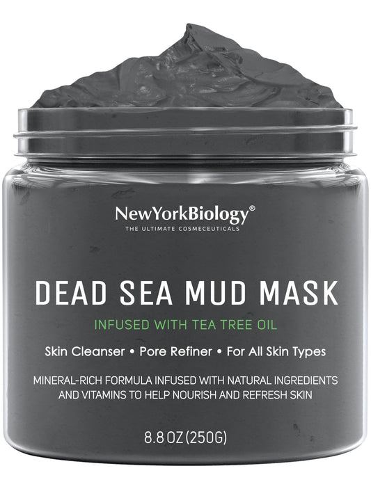 New York Biology Dead Sea Mud Mask for Face and Body | with Tea Tree | Spa Quality Pore Refiner for Oily Skin | Natural Skincare for Women & Men |