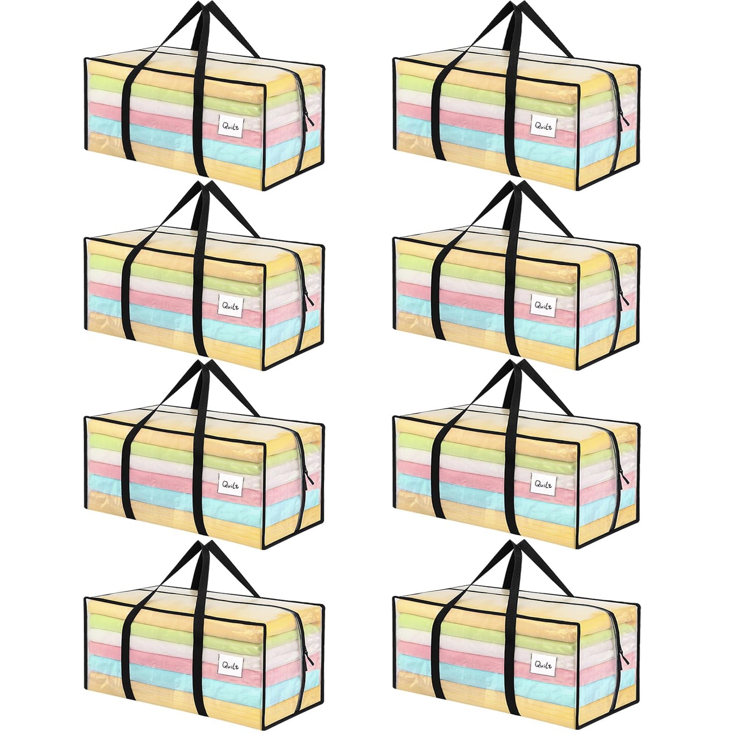Dntorx 8 Pack 90L Moving Bags with L Zip, Clear Waterproof Storage Totes