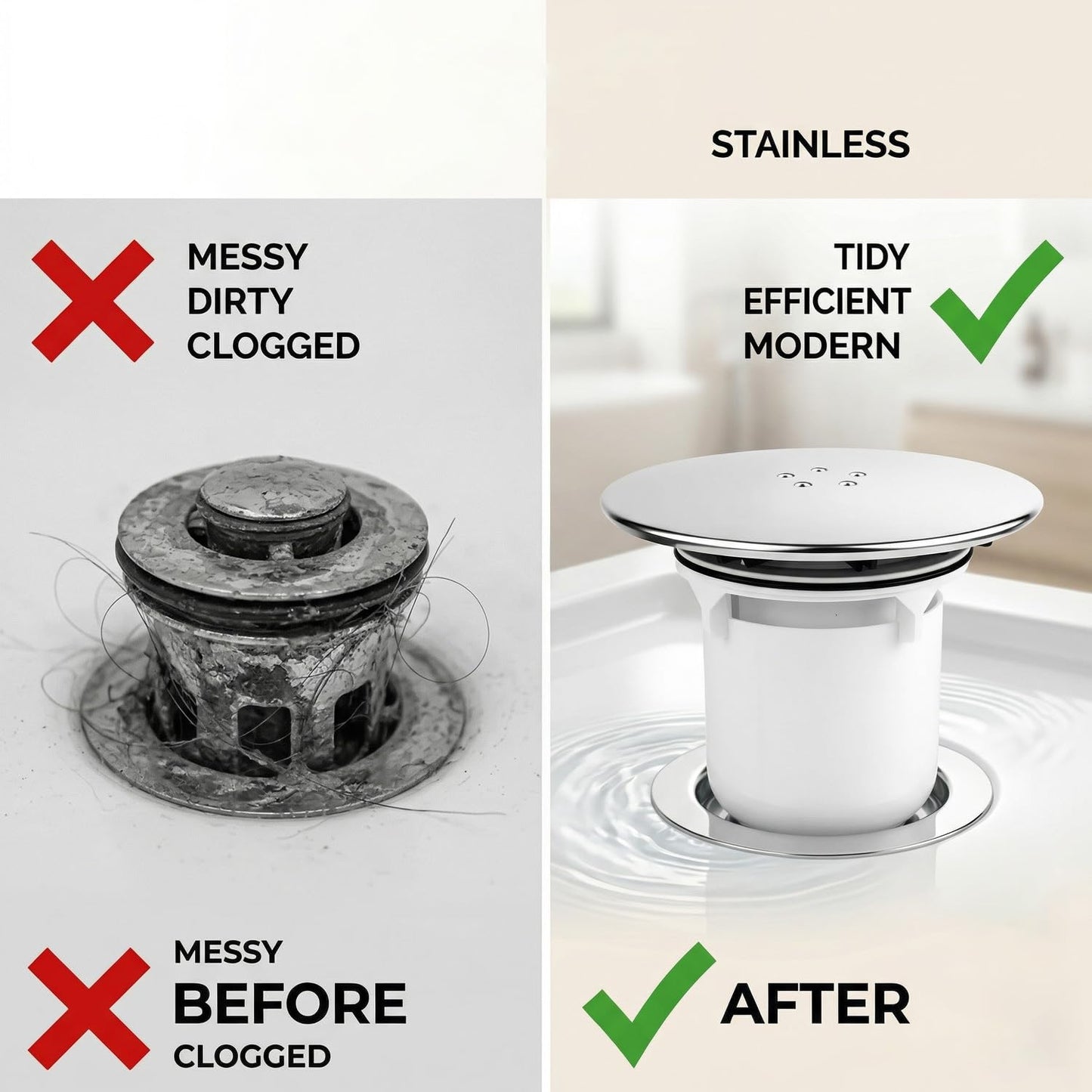 Hopzab Modern Shower Drain Cover, 115mm Round ABS Plastic Replacement Trap Cover with Easy Clean White Cup for 90mm Waste Holes, Bathroom Essential