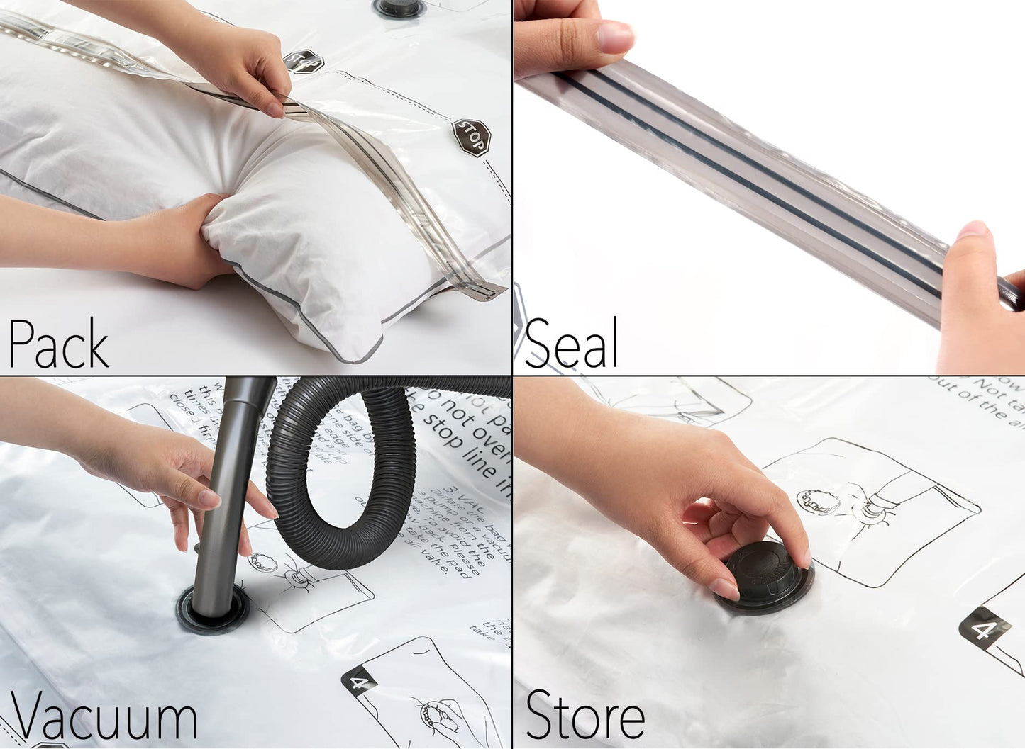 SpaceAid 20 Pack Vacuum Storage Bags, Space Saver Sealer Compression Bags for Comforters, Blankets, Pillows, Bedding, Clothes