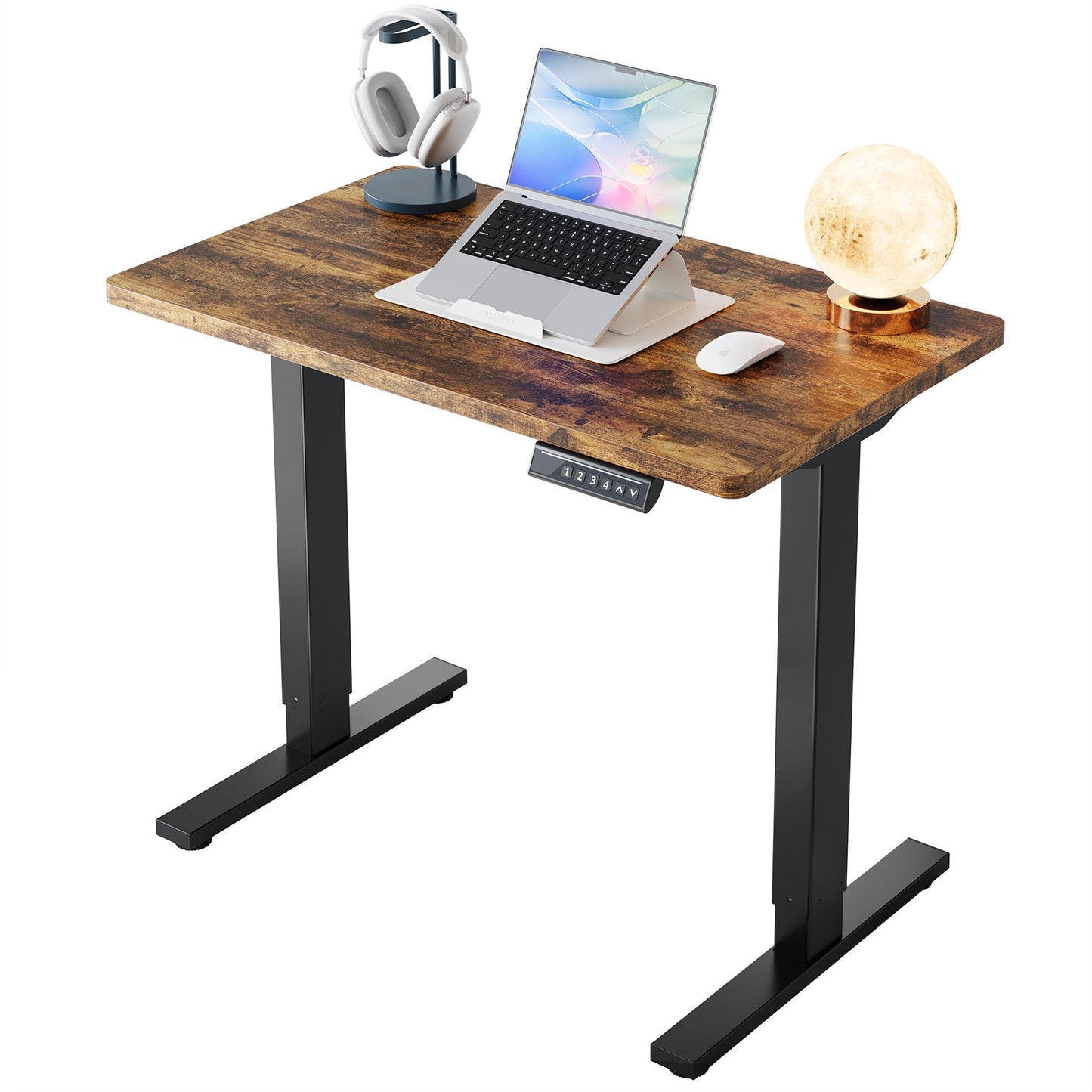 HUANUO 90 x 60 cm Standing Desk with 4 Memory Height Settings, Sit Stand Up Desk for Home Office & Computer Workstation