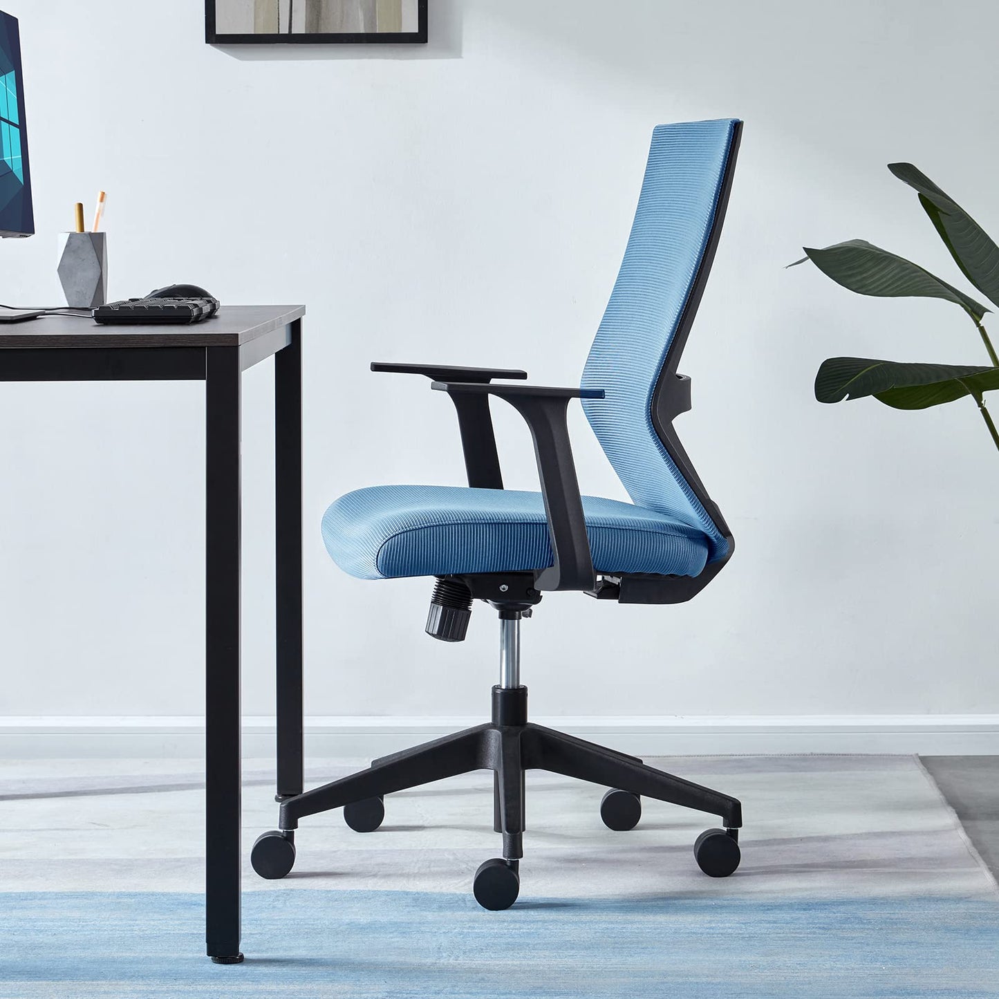 Sunon Ergonomic Office Chair - Mesh Mid-Back Desk Chair with Lumbar Support and Rollerblade Wheels