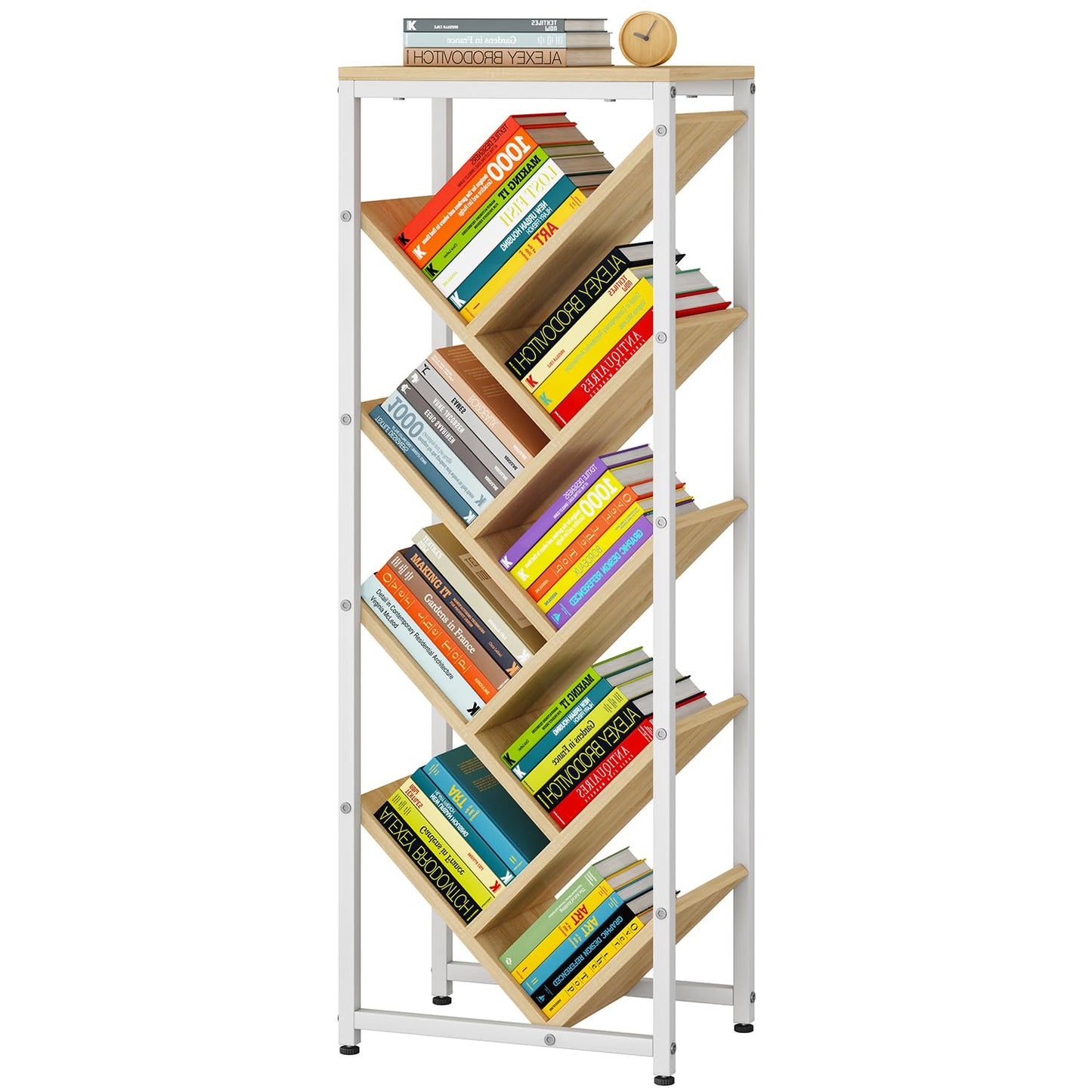 IBUYKE 9 Tier Tree Bookshelf with Top Shelf,Natural TBC002N