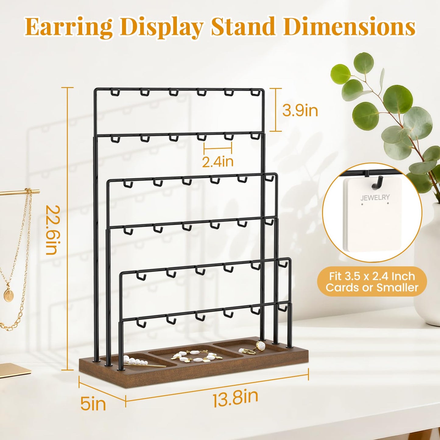 EsLuker.ly Earring Card Display Stand for Vendors Events Selling, 36 Hooks