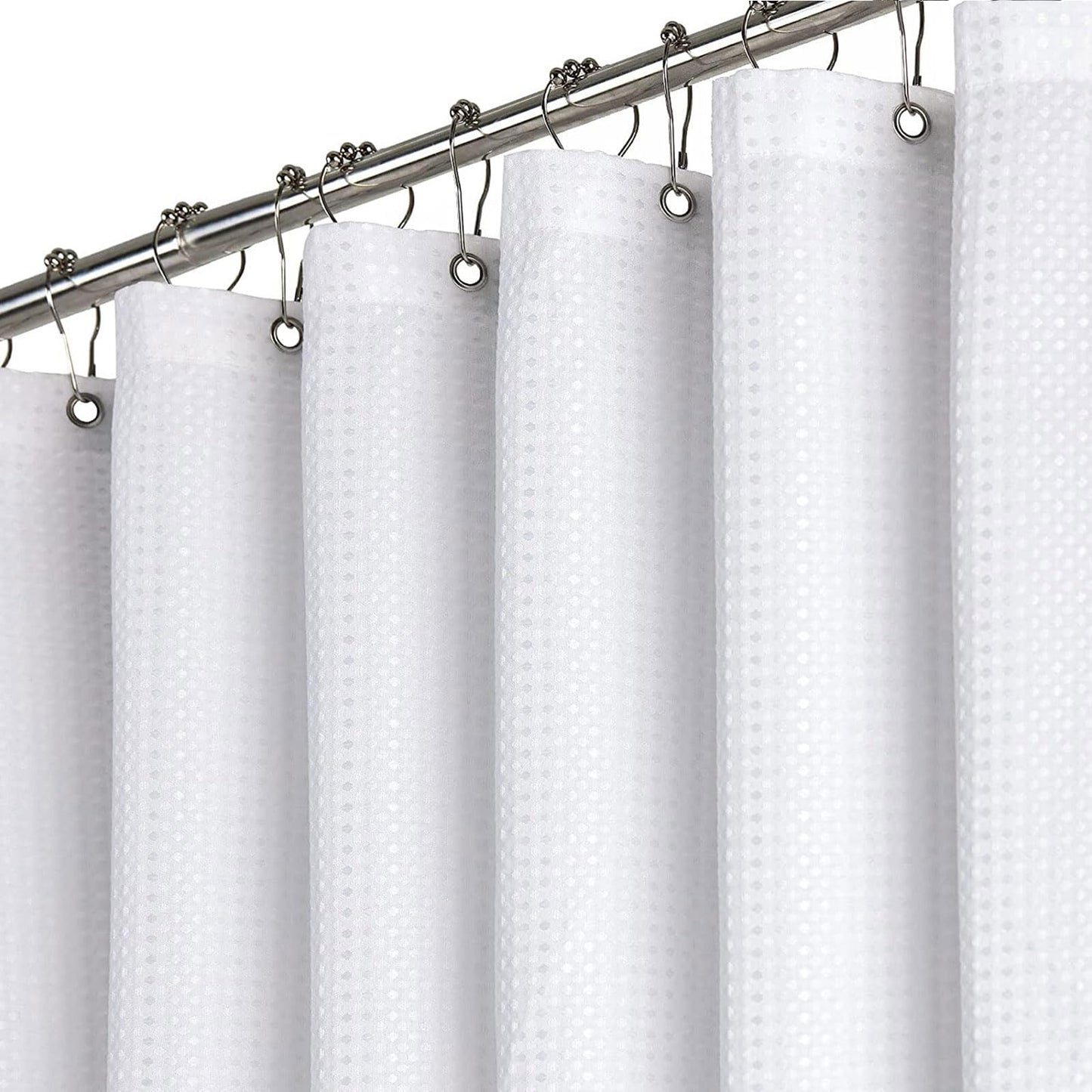 BTTN Narrow Waffle Shower Curtain, Heavy Duty Mould Proof Resistant Wet Room Shower Curtains, Weighted Waterproof Thick Cloth Hotel Luxury Modern