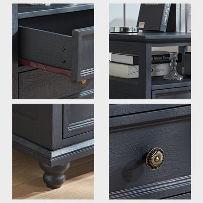 LELELINKY Farmhouse Bedside Table with 2 Drawers and Open Storage