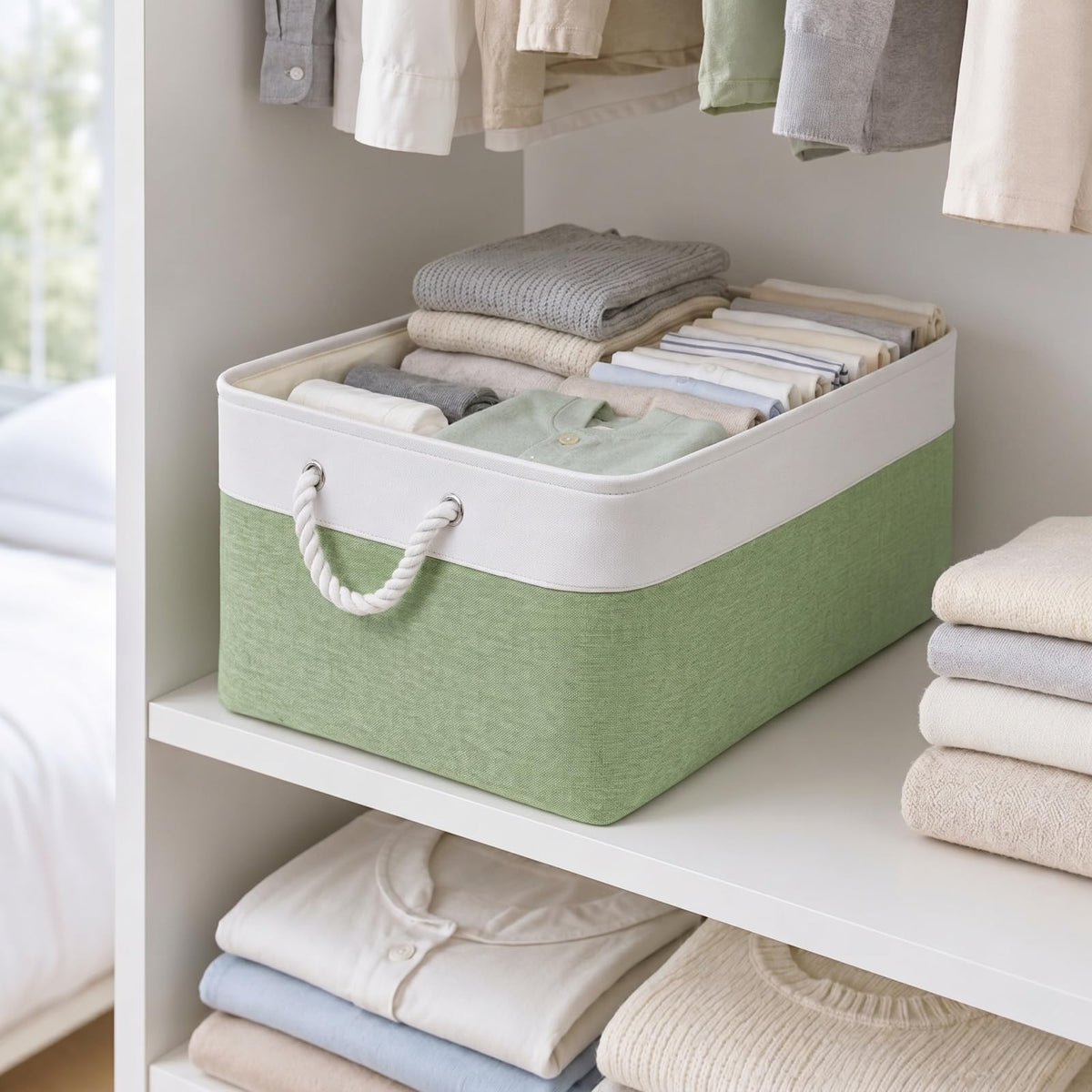 SOCOHOME Fabric Storage Box, Storage Basket with Handles for Shelves Toy, Wear-Resistant and Reinforced M, 3 Pack