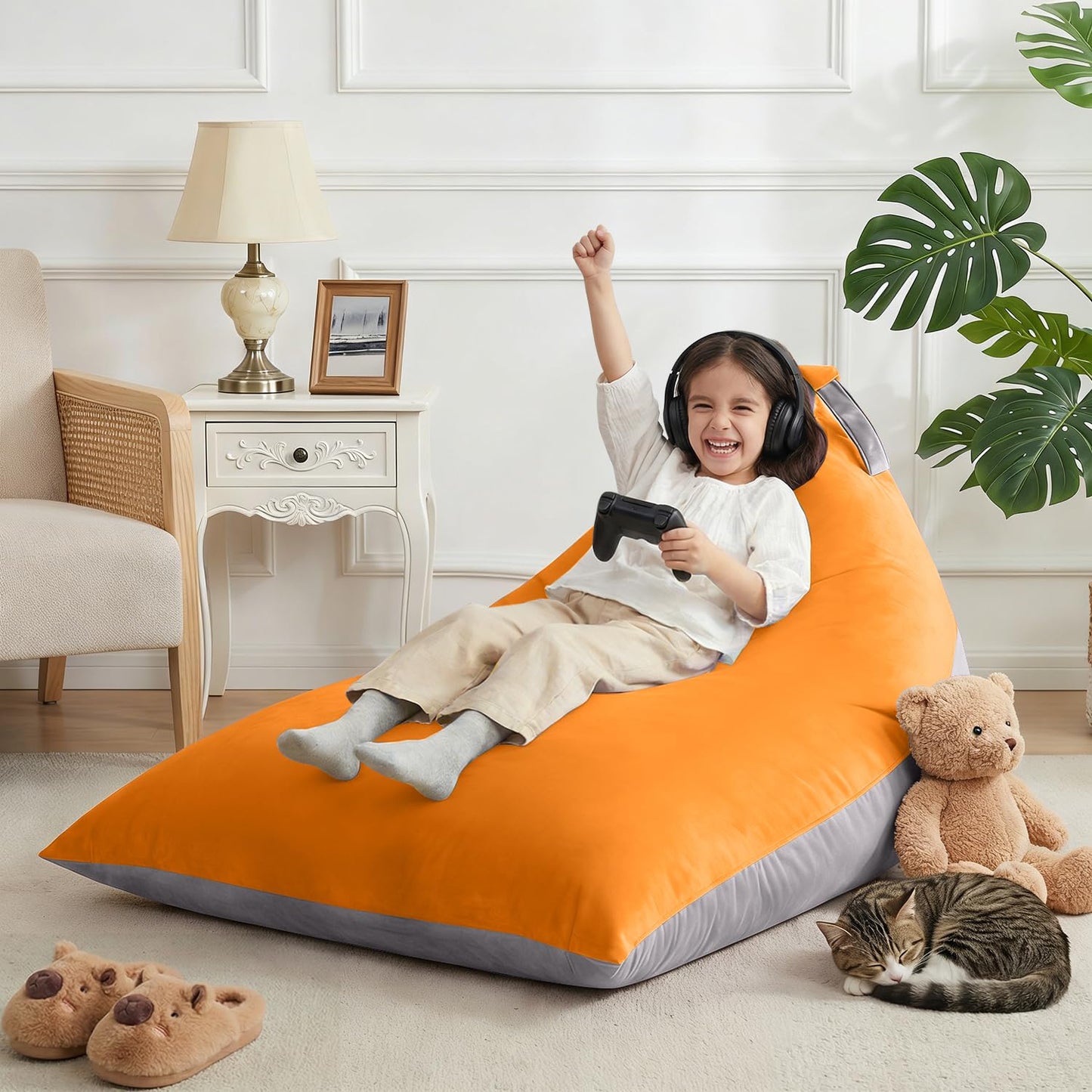 Nobildonna 4ft Bean Bag Chair Cover (No Filler) for Adults, 400L Extra Large Triangular Beanbag Chair Cover