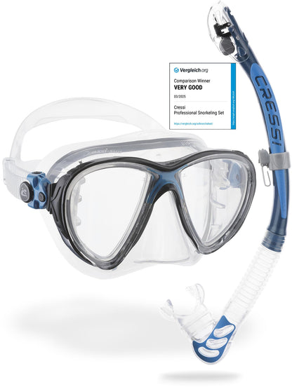 Cressi Big Eyes Evo Alpha Ultra Dry snorkel set snorkel set with snorkel and diving mask waterproof diving mask anti-fog anti-leak tempered glass