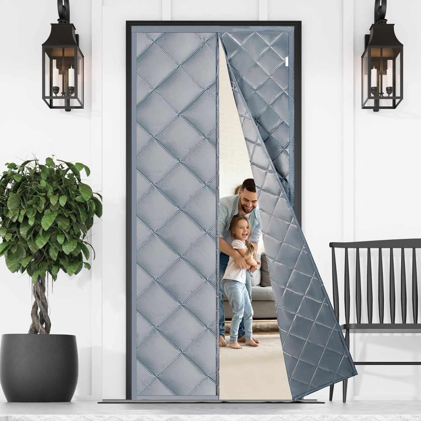 Awaken honest Thermal Door Curtain for Winter 90 X 210cm, Magnetic Thermal Insulated Curtain Cover to Keep Warm, Windproof Soundproofing Front Door