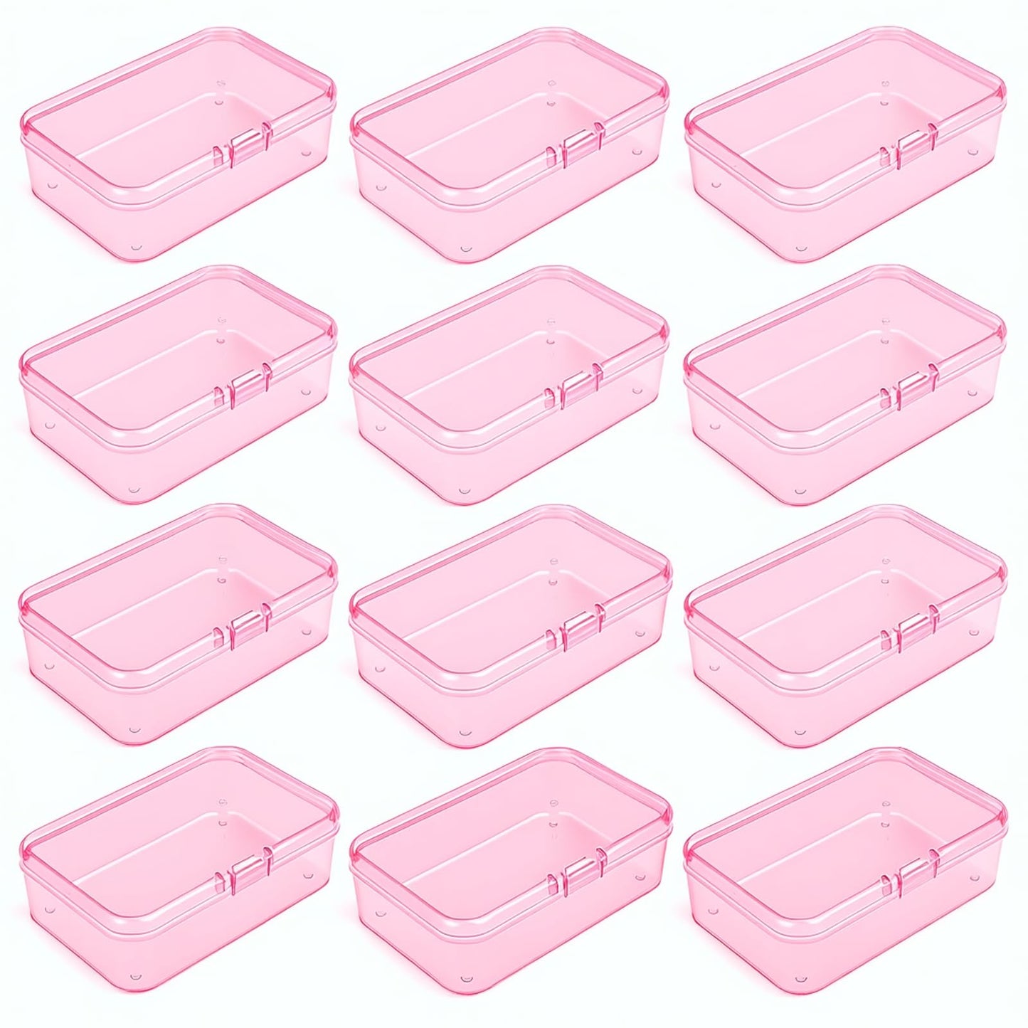 Goodma Rectangular Plastic Storage Boxes, 85 x 55 x 25 mm, Pink