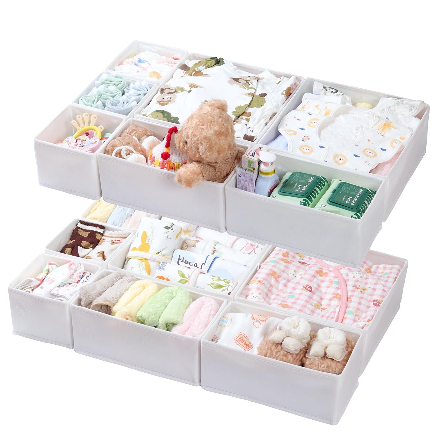ORLISA Drawer Organiser for MALM Drawers, 14 Pack Clothes Drawer Organisers, Foldable Fabric Drawer Dividers for Underwear Socks Bras