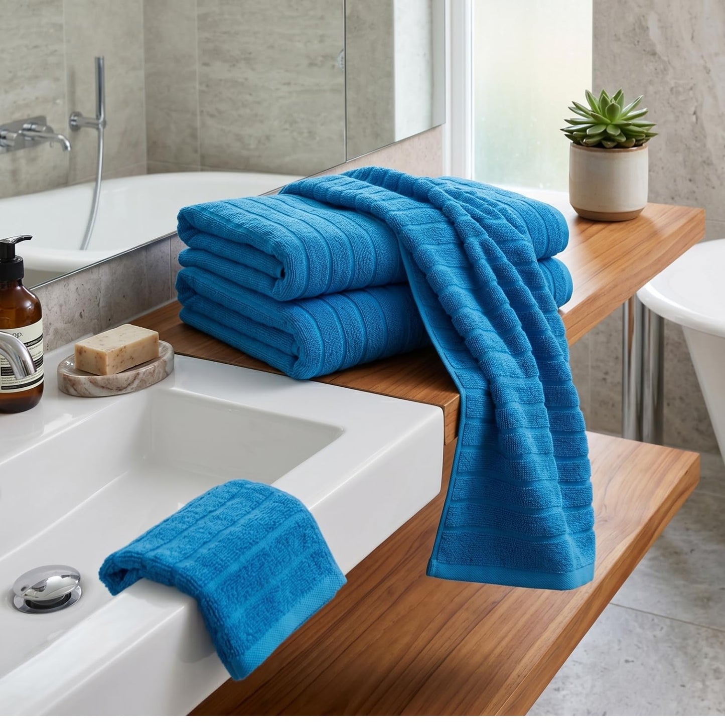 Tedeman Cloud Collection 6-Piece Towel Set - Turkish Towels, 550 GSM Plush, Highly Absorbent, Hotel & Spa Quality