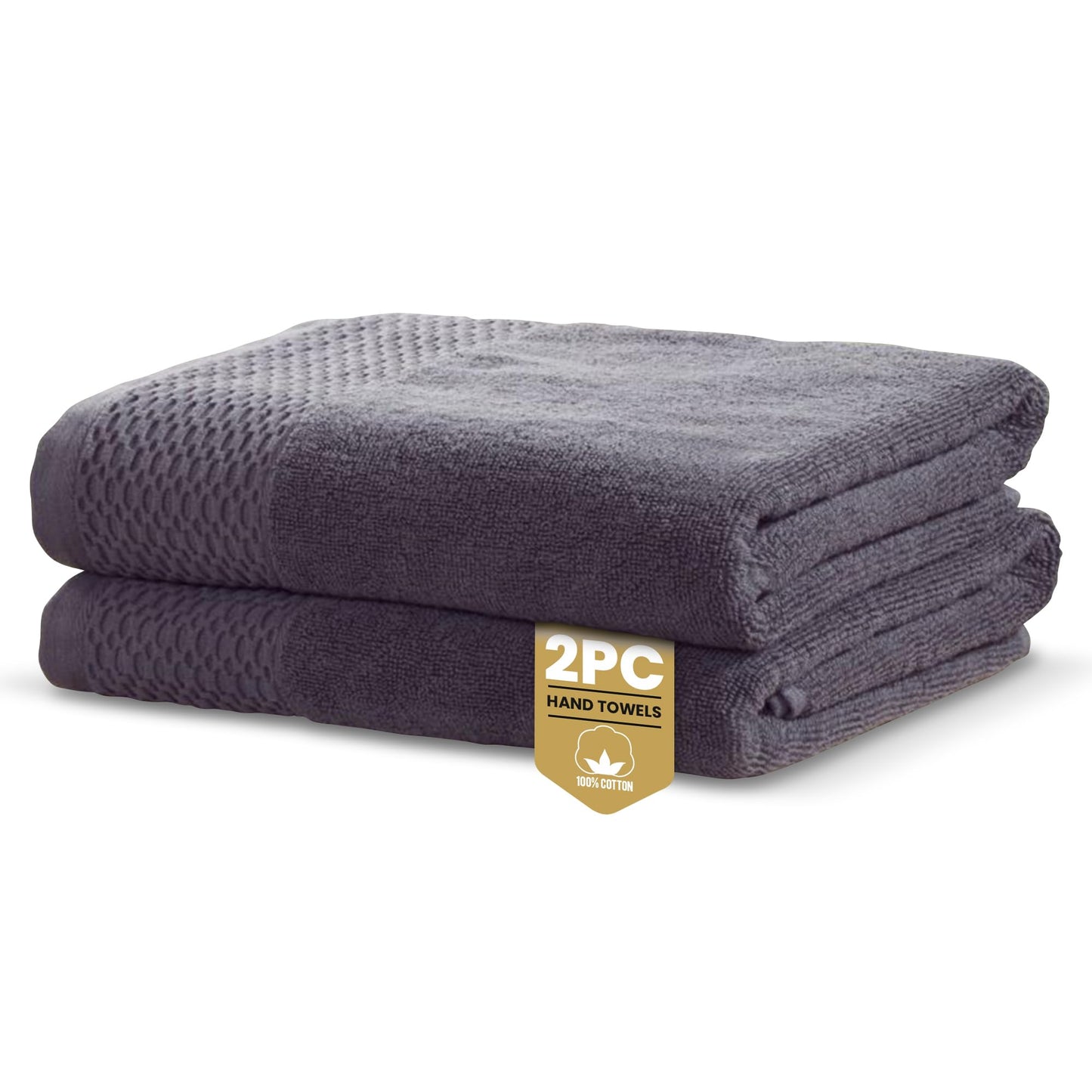 Rapport Home 2-Pack Eden Weave Hand Towels | 50x85cm 100% Cotton 500GSM | Absorbent & Soft Bathroom Towel Set | Oeko-Tex Certified Steel Grey