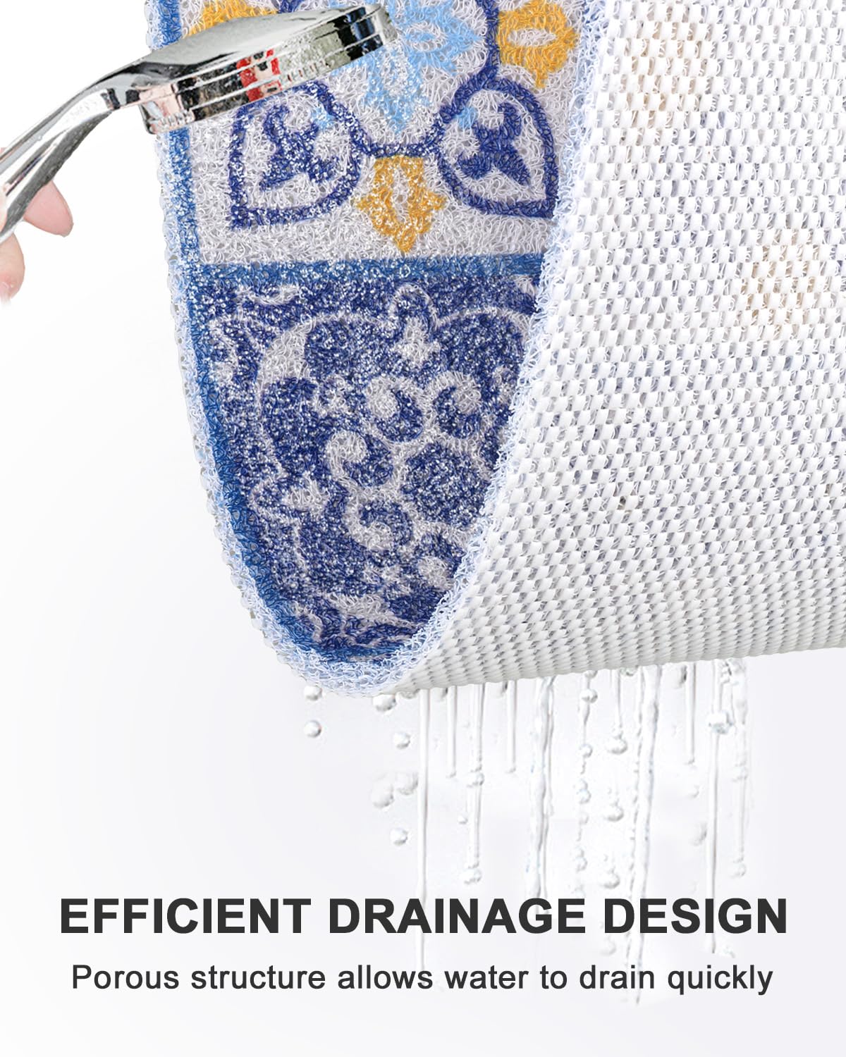 Extra Large Shower Mat Non Slip Anti Mould for Elderly: 80x120cm Quick Drain Loofah Shower Mats for Inside Shower