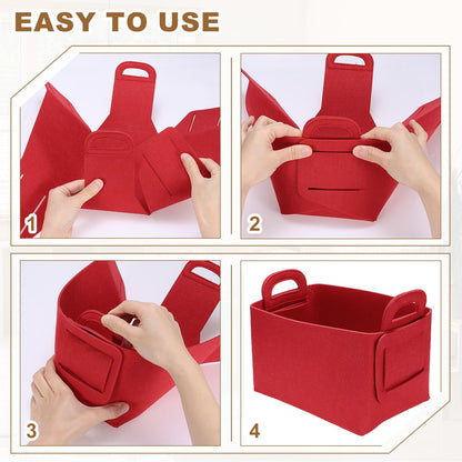 sourcing map Felt Storage Bin, 18 x 13 x 11cm Foldable Organizer Basket with Handles