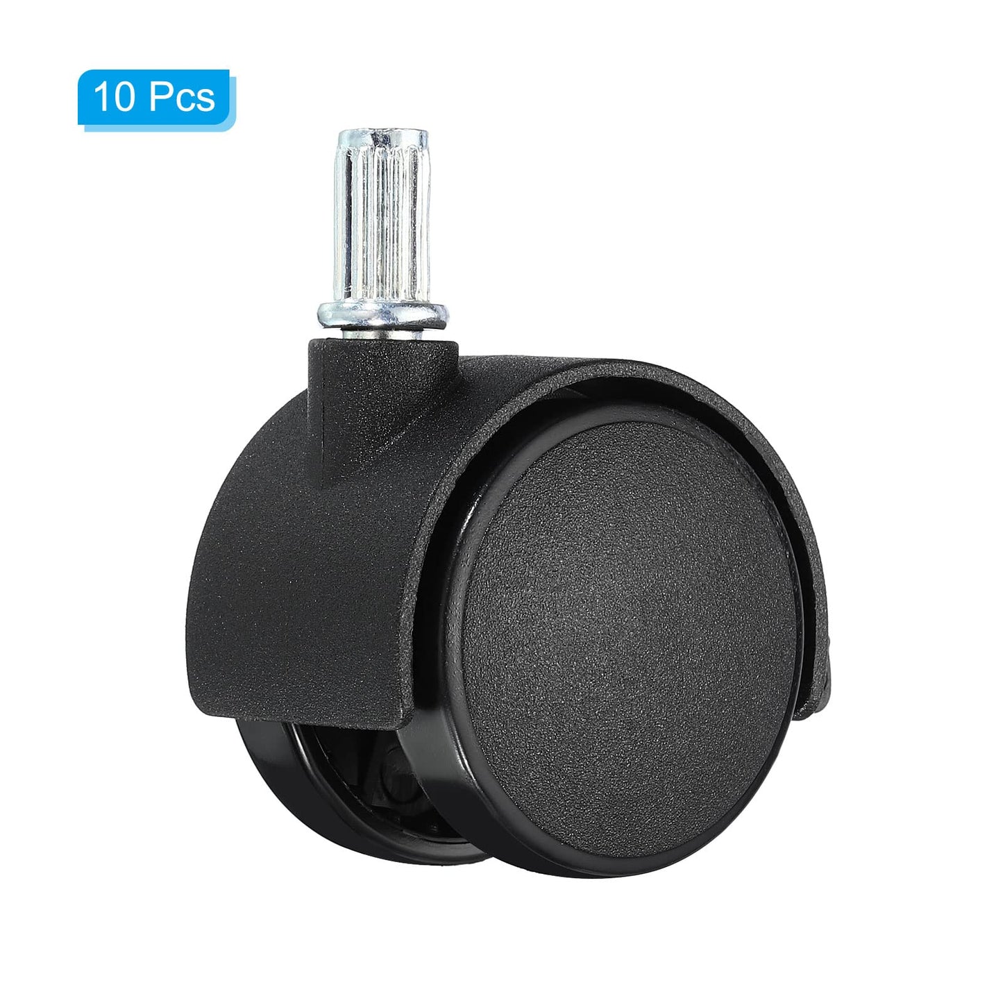 PATIKIL 1.5 Inch Stem Swivel Casters, 10 Pack Nylon 360 Degree Swivel Stem Wheels with Brake for Chair Desk Furniture Replacement, Black