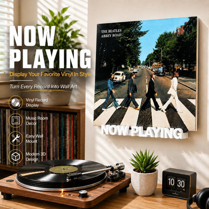 WPESI Now Playing Vinyl Record Stand, Wall Mount Display for Albums - Hanging Record Storage Holder White