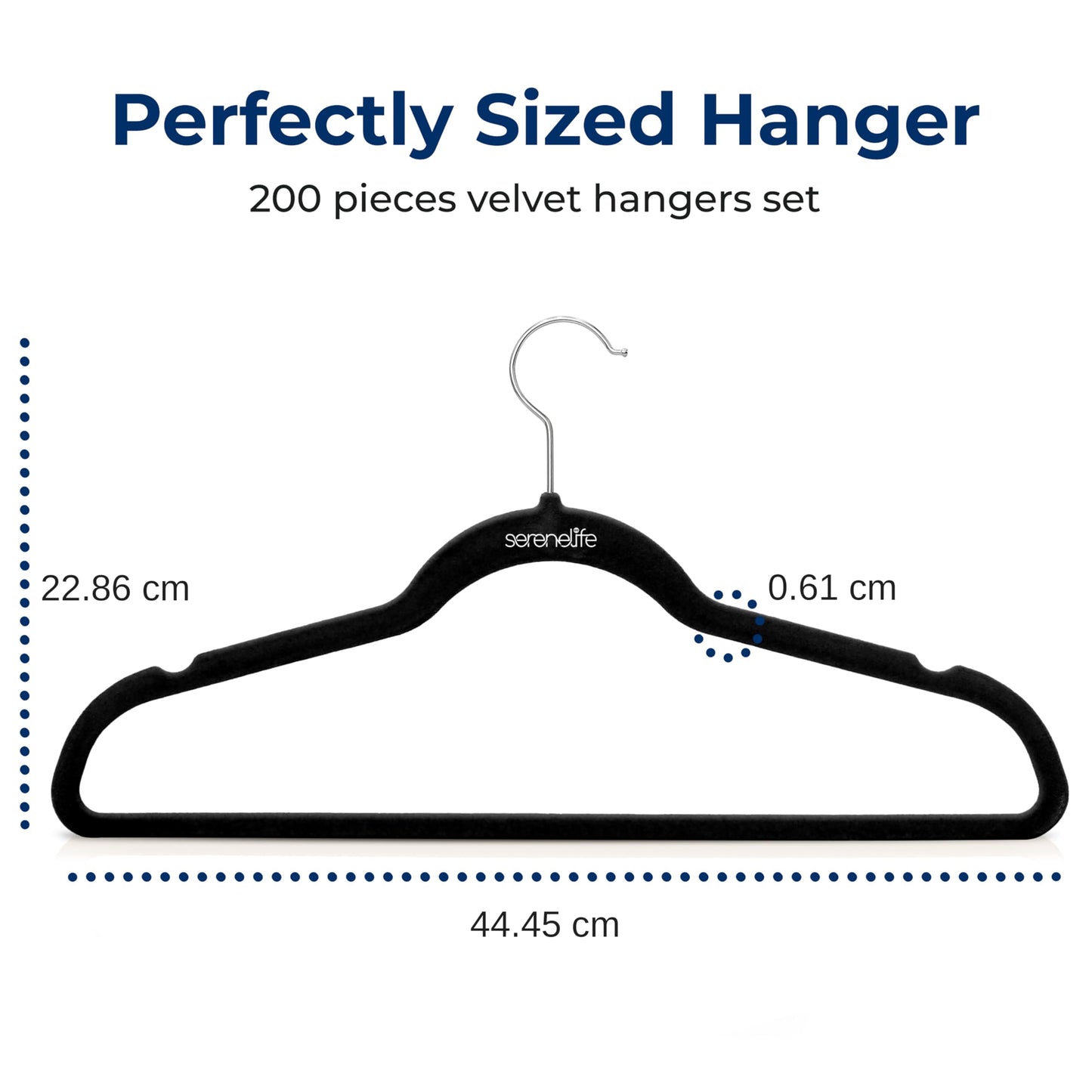 SereneLife Velvet Hangers 200 Pack - Non-Slip Felt Hangers with 360° Swivel Hook - Ultra-Thin, Lightweight Velvet Hangers for Shirts, Sweaters