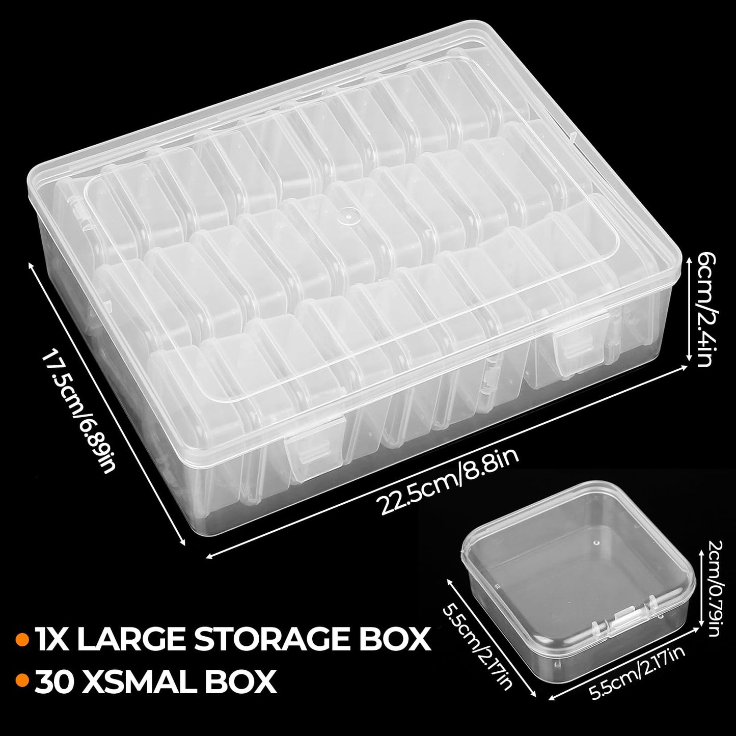 SHUTIANYA Plastic Bead Storage Box Organiser, Craft Storage Box with 30 Small Boxes