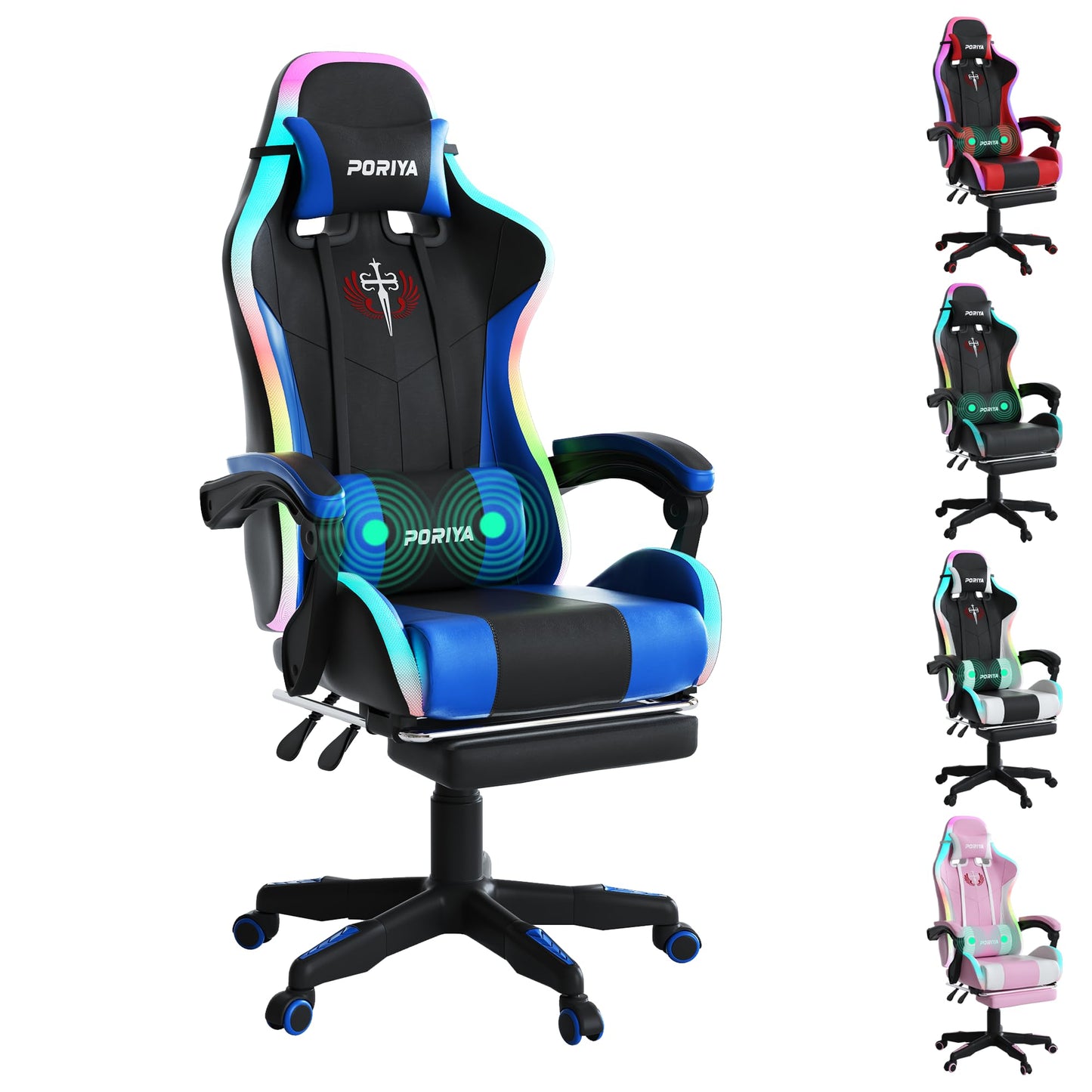 PORIYA Gaming Chair with Adjustable Backrest, Ergonomic Executive Office Chair, Height Adjustable Racing Chair Maximum Gaming Experience