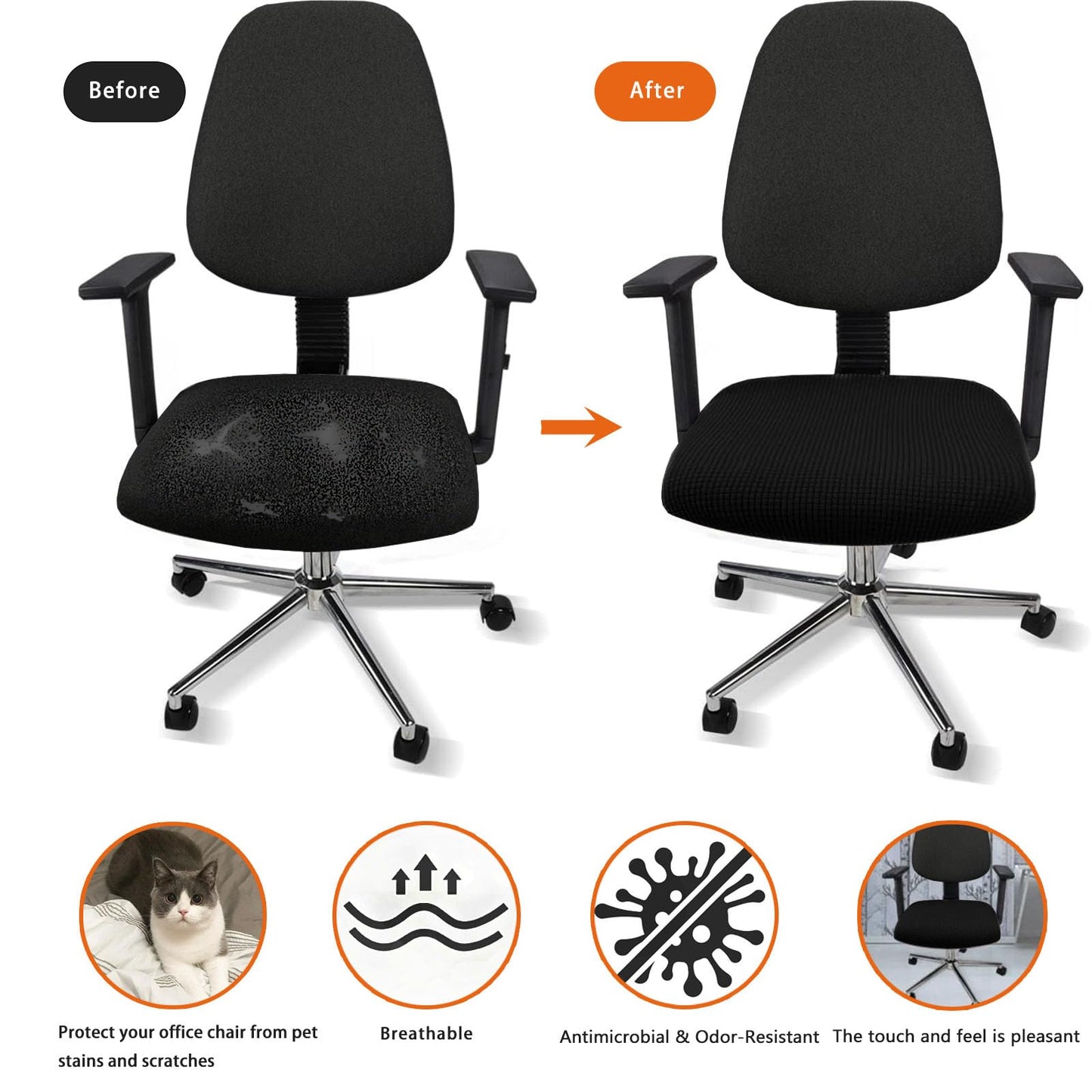 FYTXSZ Office Chair Seat Cover Stretch Elastic Universal Fit Washable Slipcover Seat Protector for Desk Swivel Computer Chairs