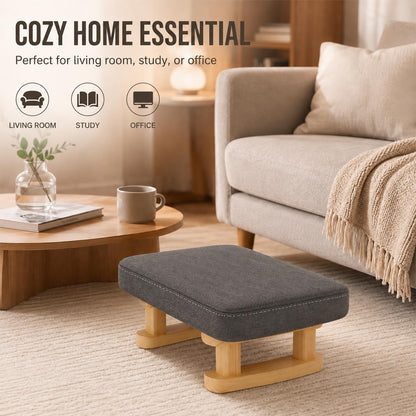 Ottoman Footstool with Wooden Legs , 41x30x18cm Pouffe Footrest with Removable Washable Cover, Solid Wood Legs Anti-Slip