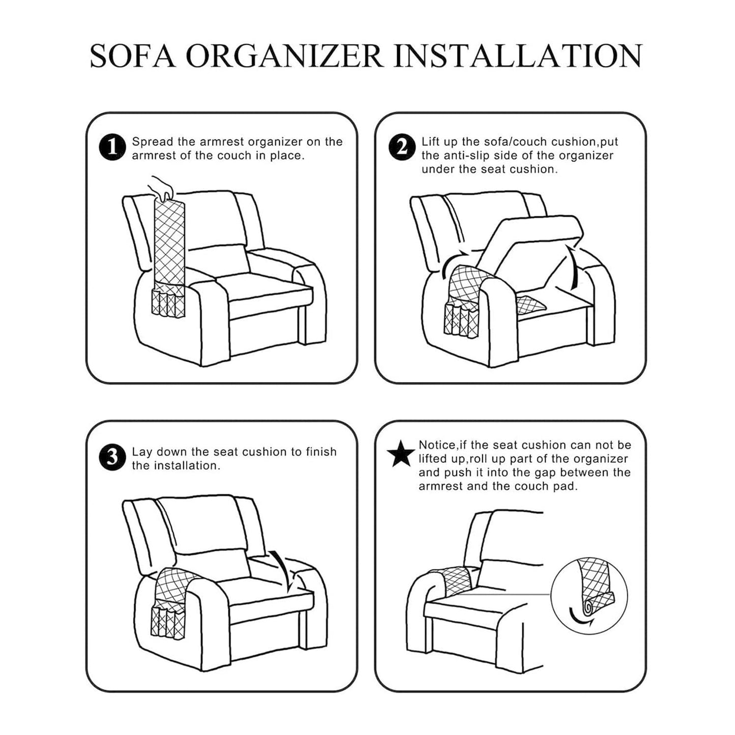 Sofa Chair Armrest Storage Organizer Non-Slip Couch Recliner Remote Control Holder Waterproof Sofa Arm Tidy Hanging Storage Bag with 5 Pockets Holder
