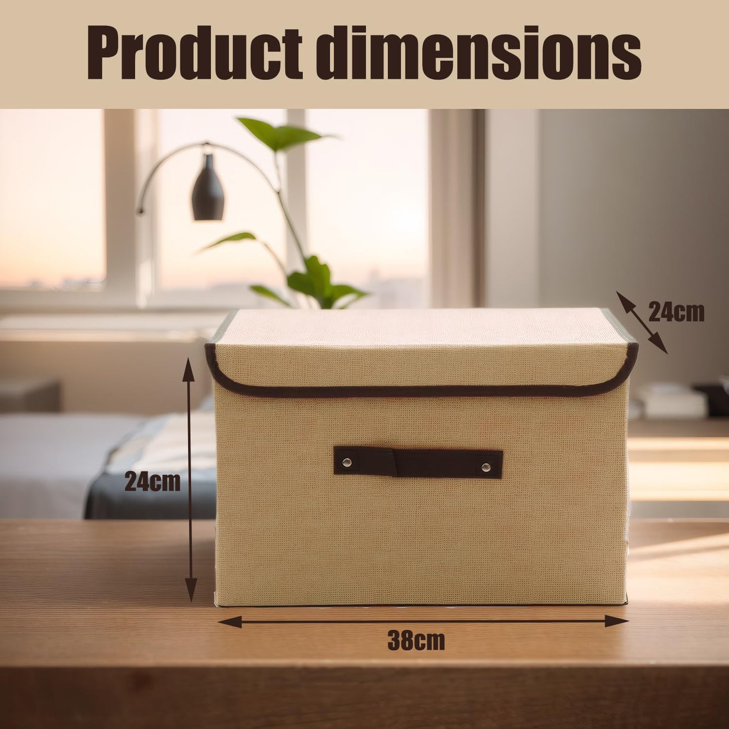Fabric Storage Boxes with Lids 4 Pack, Foldable Storage Box, 38X25X25cm