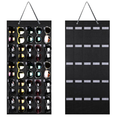 HNBTX Hanging Sunglasses Organiser,Wall Sunglasses Organizer,Glasses Organiser with 25 Pockets,Felt Wall Hanging Eyeglasses Eyewear Holder for
