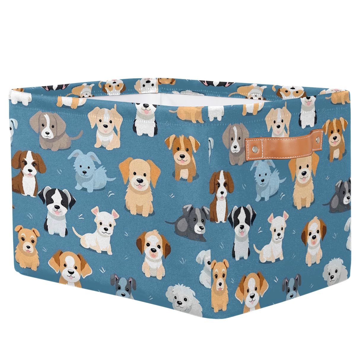 Mexpekil Funny Dog Fabric Storage Cubes, Foldable Closet Organiser for Wardrobe, Bedroom & Playroom, Collapsible Toy Chest Basket, 38x28x24 cm