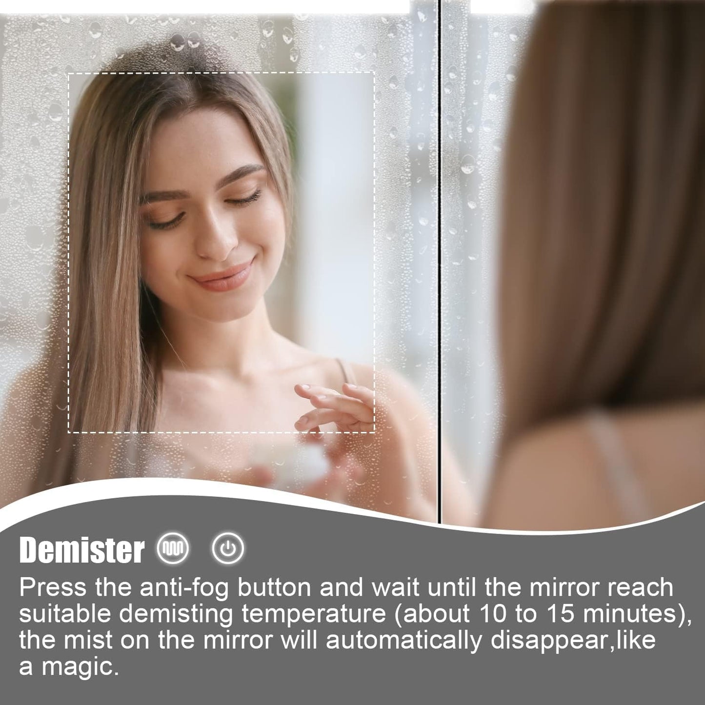 Janboe LED Mirror Cabinet,Bathroom Mirror Cabinet with Lights,61cm×71cm,Equip with Internal Light,Aluminum Construction,USB Shaver Socket,3