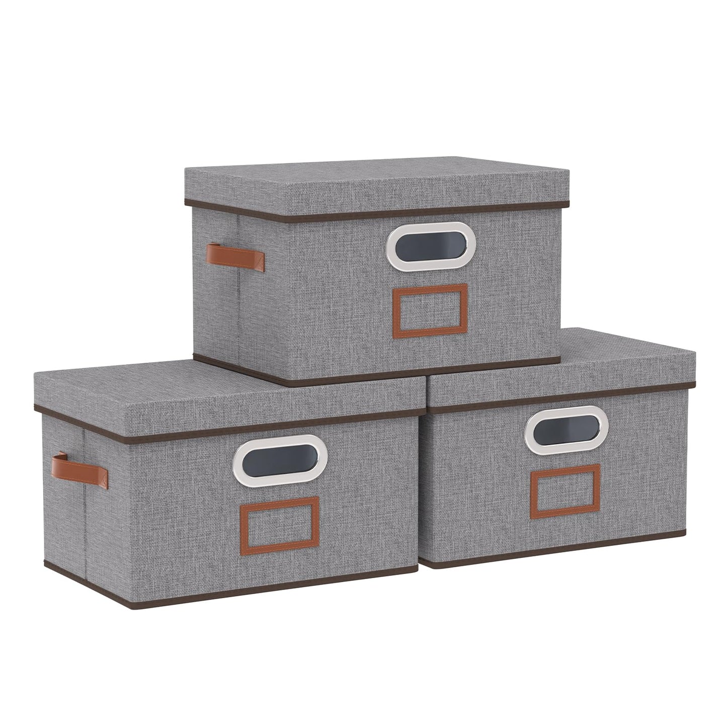 OUTBROS Storage boxes, Decorative Sturdy Boxes, 32x23x20cm, Grey, 3 Set
